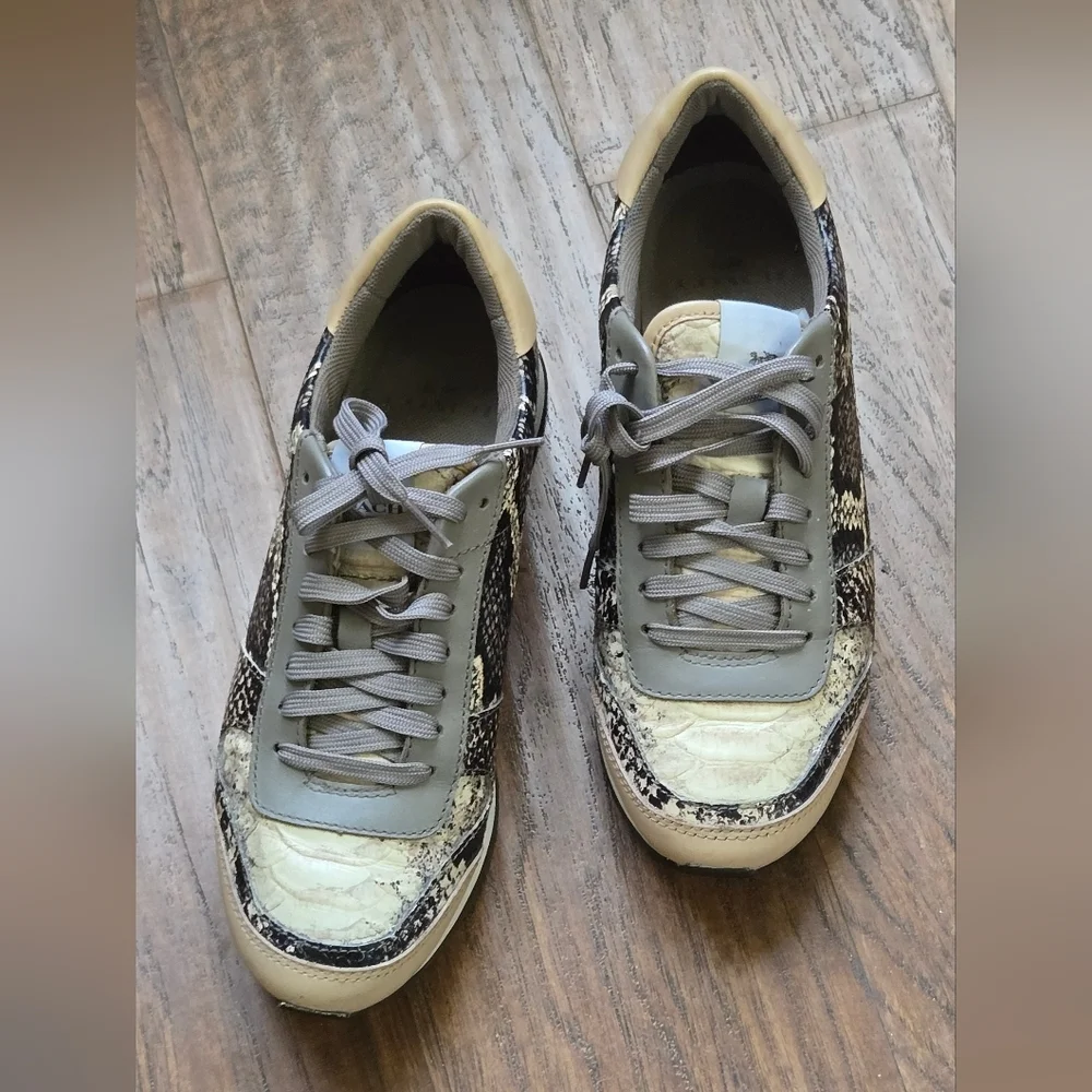 Coach Moonlight Anaconda/Nap Sz 9.5 Sneakers Nappa Leather Snake Emboss